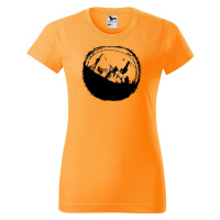 DOBRÝ TRIKO Dámské tričko s potiskem Hory a kolo Barva: Tangerine orange