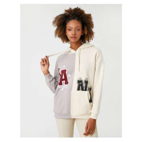 Koton Hoodie Sweatshirt College Printed Kangaroo Long Sleeve with Pocket, Fleece Inside.