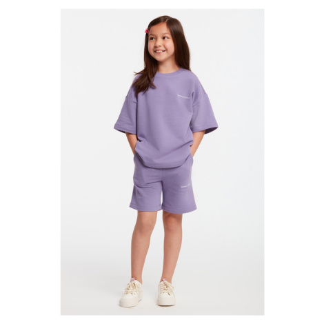 GRIMELANGE Bush Girl's Crew Neck Purple Tracksuit Set