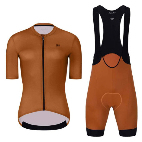 HOLOKOLO Cyklistický krátký dres a krátké kalhoty - VICTORIOUS LADY - hnědá