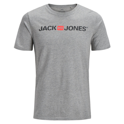 Jack&Jones Pánské triko JJECORP Slim Fit 12137126 Light Grey Melange Jack & Jones