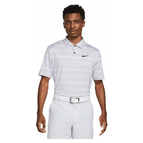 Nike Dri-Fit Tour Mens Striped Golf Polo Oxygen Purple/Football Grey/Black