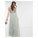 Maya Bridesmaid sleeveless square neck maxi tulle dress with tonal delicate sequin overlay in sa