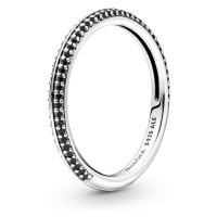 Pandora Minimalistický stříbrný prsten s černými krystaly Me 199679C02 50 mm
