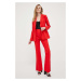 Kalhoty Tommy Hilfiger dámské, červená barva, zvony, high waist