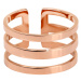 Troli Stylový trojitý prsten z růžově pozlacené oceli