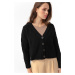 Lafaba Women's Black Knitted Detailed Cardigan with a Sharon Knitwear