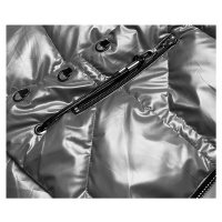 Šedá dámská metalická bunda (B8008-70)