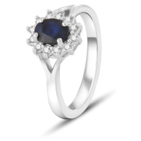 Beneto Exclusive Okouzlujicí prsten s modrým safírem SAFAGG4 58 mm
