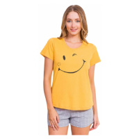 Dámské pyžamo šortky Vienetta Secret Big smile | žlutá