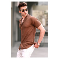 Madmext Men's Brown Short Sleeve Shirt 5500