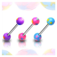 Piercing do jazyka kulička, hvězdičky - Barva piercing: Růžová
