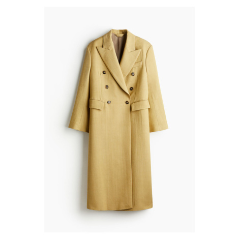 H & M - Dvouřadový kabát z vlněné směsi - žlutá H&M