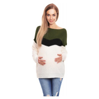 Těhotenský svetr trojbarevný - kaki