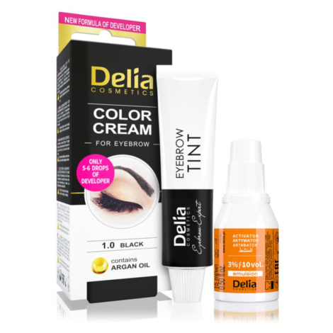 Delia Cosmetics Argan Oil barva na obočí odstín 1.0 Black 15 ml