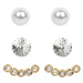 Levien Náušnice Set Ear Cuff 4 v 1 Gold Crystal White