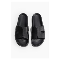 H & M - Kožené pantofle - černá