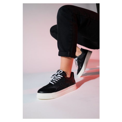LuviShoes SANDE Black Denim Detail Women's Sports Sneakers
