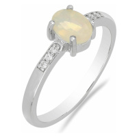 Prsten stříbrný s etiopským opálem a zirkony Ag 925 012812 ETOP - 62 mm 2,0 g