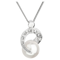 Evolution Group Stříbrný náhrdelník s perlou Swarovski bílý kulatý 32048.1