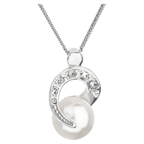 Evolution Group Stříbrný náhrdelník s perlou Swarovski bílý kulatý 32048.1