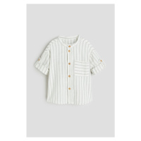 H & M - Bavlněná košile's korejským límečkem - bílá