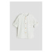 H & M - Bavlněná košile's korejským límečkem - bílá