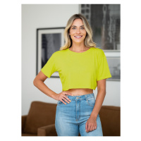 Know Lemon Yellow Crew Neck Oversized Crop T-shirt