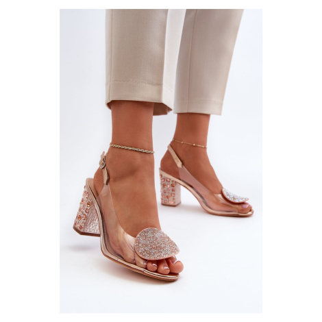 Transparentní sandály na vysokém podpatku z růžového zlata D&A Kesi