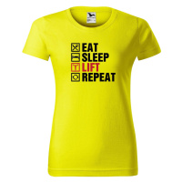 DOBRÝ TRIKO Dámské tričko s potiskem Eat sleep lift Barva: Citrónová