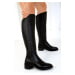 Soho Black Genuine Leather Women's Boots 19581