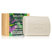 Faith In Nature Lavender & Geranium organický tuhý šampon s levandulí 85 g