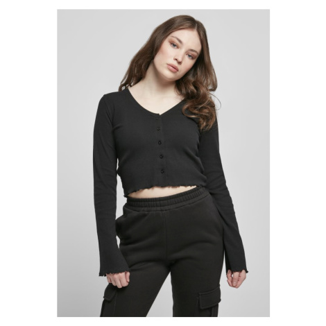 Ladies Cropped Rib Cardigan - black Urban Classics