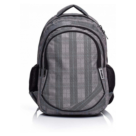 šedý školní batoh kostkovaný