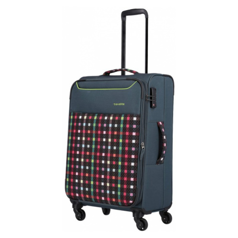 Travelite Látkový cestovní kufr Argon M Checked Pattern 57/67 l