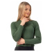 Nebbia Organic Cotton Ribbed Long Sleeve Top Dark Green Fitness tričko