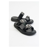 LuviShoes Finezza Black Women's Slippers From Genuine Leather