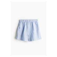 H & M - Natahovací lněné šortky - modrá