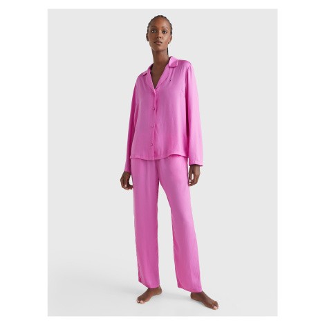 Luxusní dámské saténové pyžamo Tommy Hilfiger UW0UW03847 | růžová
