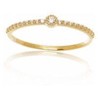 Dámský prsten ze žlutého zlata s čirými zirkony PR0388F + DÁREK ZDARMA