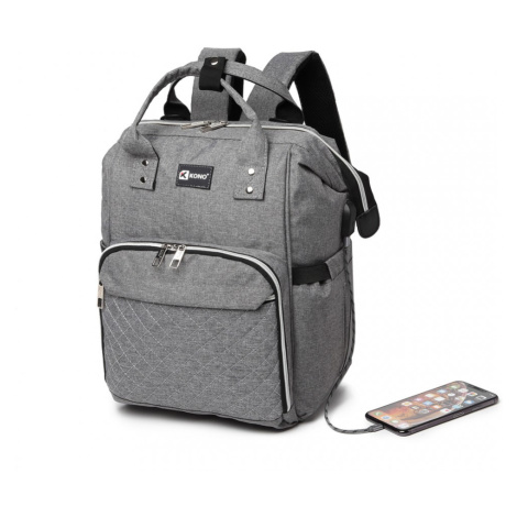 Přebalovací batoh na kočárek Kono s USB portem - šedý