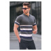 Madmext Striped Knitwear Anthracite Polo Neck T-Shirt 6356