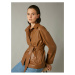 Koton Women's Tan Belted Faux Leather Jacket