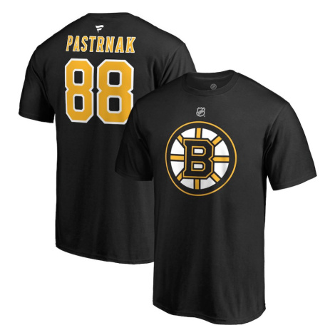 Boston Bruins pánské tričko black #88 David Pastrňák Stack Logo Name & Number Fanatics