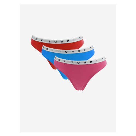 Sada tří dámských tang v červené, modré a růžové barvě Tommy Hilfiger Underwear