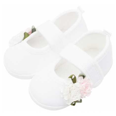 Kojenecké capáčky New Baby Linen bílé roses - Kojenecké capáčky New Baby Linen bílé roses