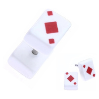 Falešný akrylový plug do ucha - hrací karta, červené kára