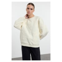 Trendyol Ecru Embroidered Regular/Normal Pattern Knitted Sweatshirt