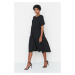 Trendyol Black Wide Cut Flounce Midi Woven Dress