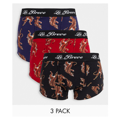 Le Breve jack tiger 3 pack boxer shorts in red navy black-Multi
